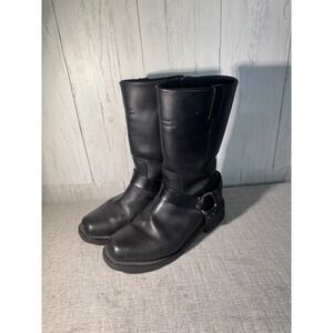 Harley-Davidson Mens Black Leather Harness Motorcycle Boots Size 9 1/2